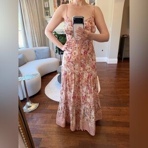 Aqua Blu Dusty Pink Floral Spaghetti-Strap Maxi Dress. NWOT. Size M